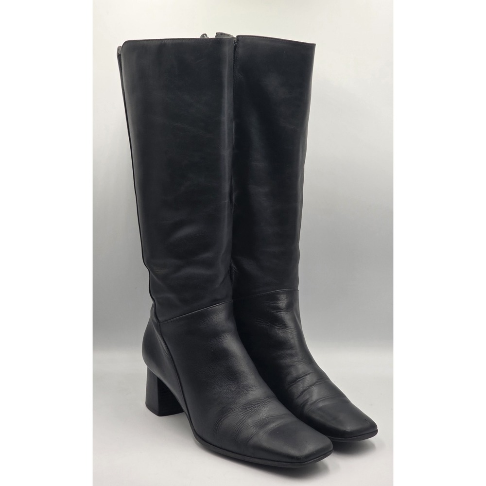 Naturalizer Vander Women's Boots Size 8M Black Leather Heeled Square Toe